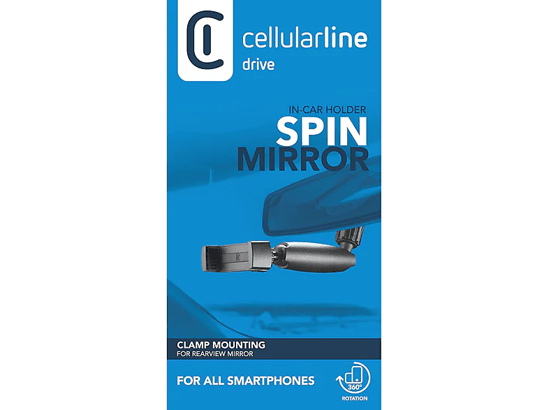 CELLULARLINE Porte-téléphone pour voiture Spin Miroir Noir (HANDYMIRRORK) Support pour voiture – Image 9